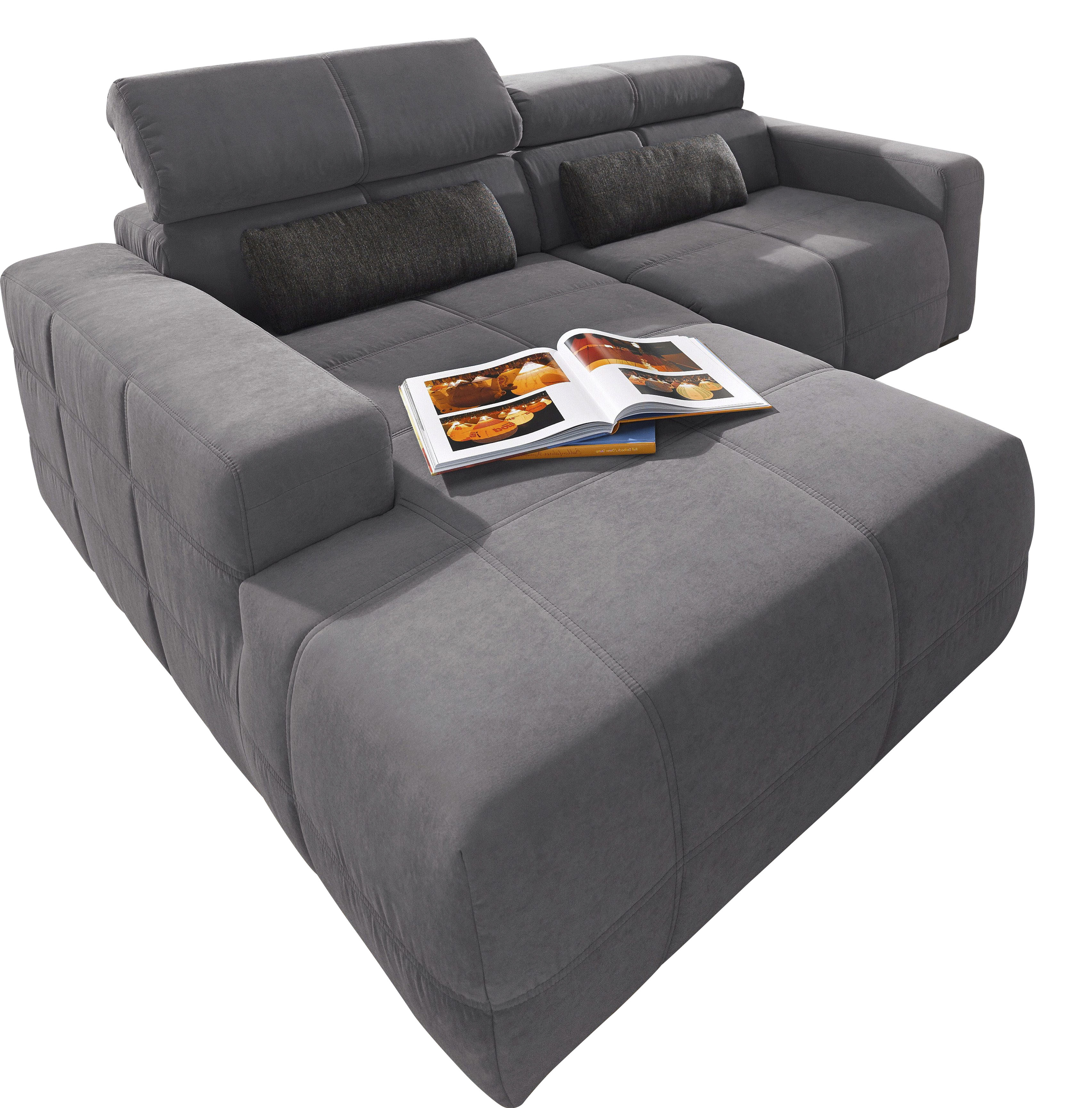 DOMO collection "Brandon, inkl. Kopfteilverstellung, B/T/H: 214/100/80 cm, L-Form" Luxus-Microfaser, grau (RABATT 45%) Unkategorisiert online kaufen