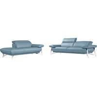 Egoitaliano Sofa "Anais, erstklassiger Sitzkomfort, Fußfarbe chrom" Set, Kopfteil verstellbar, Leder CAREZZA, himmelblau (RABATT 39%) Unkategorisiert online kaufen
