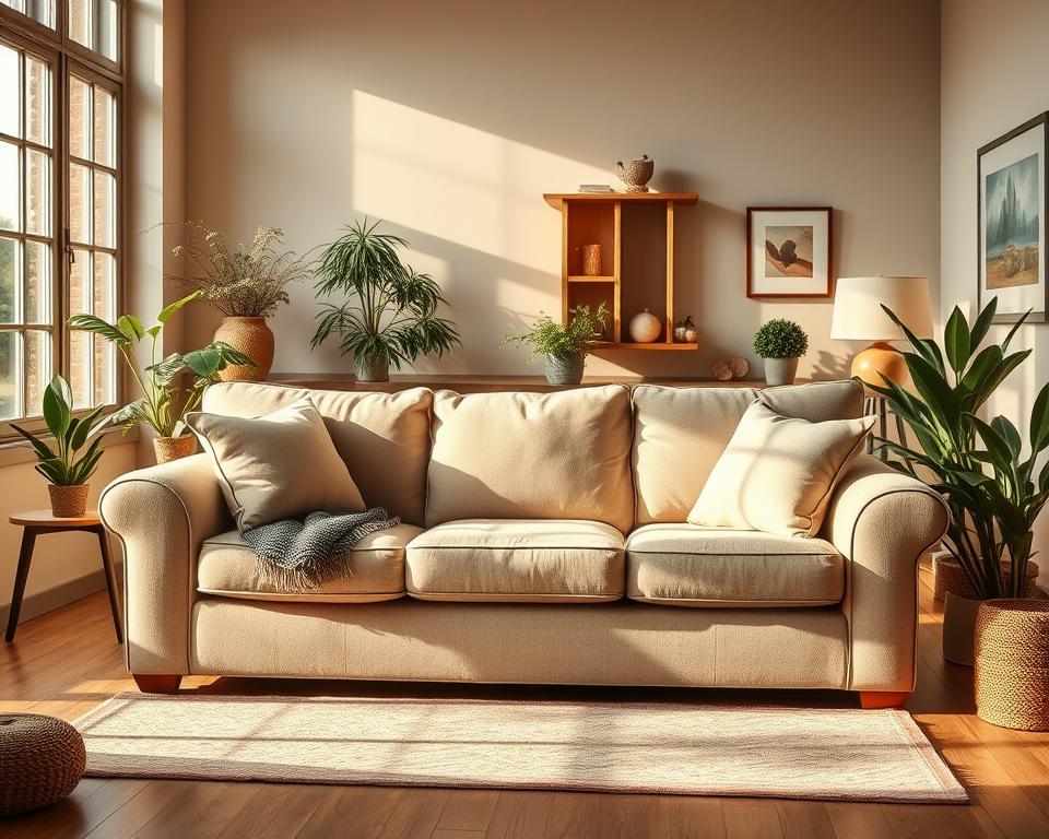 Familienfreundliche Couch im Wohnzimmer